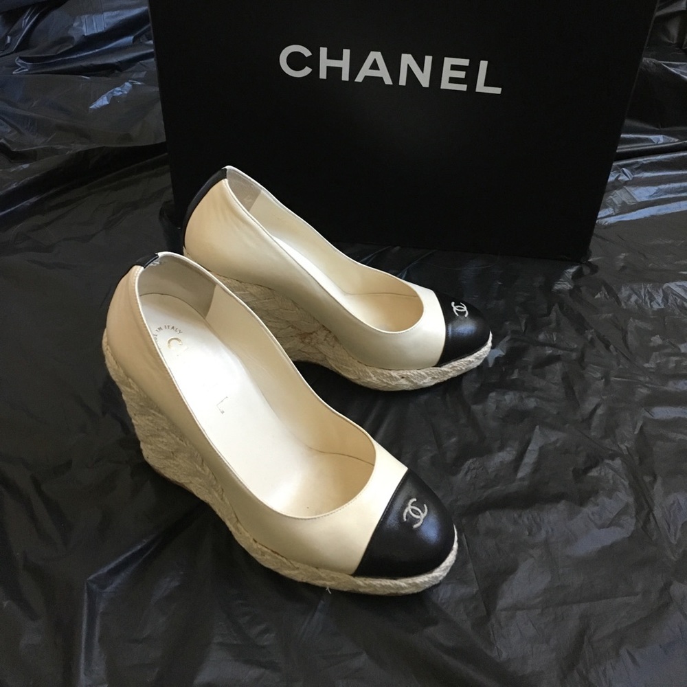 ❤️SOLD❤️Chanel wedge espadrilles leather 39.5